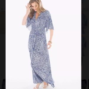 Chico's Blue White Patterned Bryn Maxi Dress